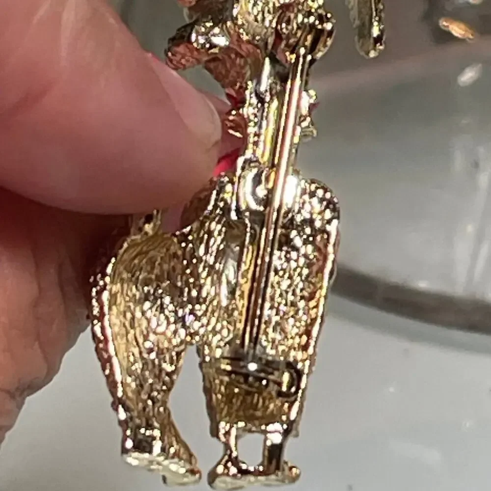 Vintage Poodle brooch pins gold x2